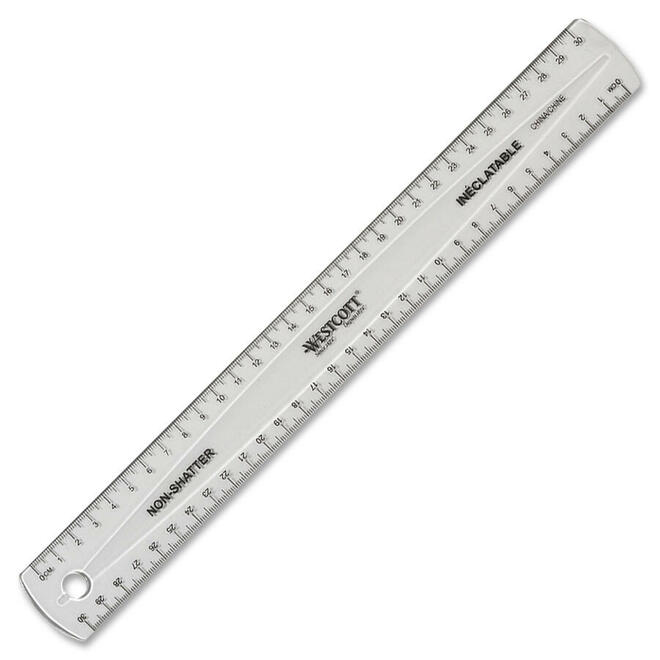 Acme United 015 38258 Rulers Protractors Triangles Compasses Acme United Transparent Plastic Ruler 391995