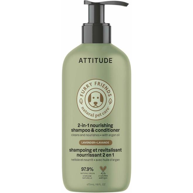 attitude LVTH 81140 Dog Cleaning Grooming Pet 2 in 1 Nourishing Shampoo Conditioner Lavender ATTITUDE