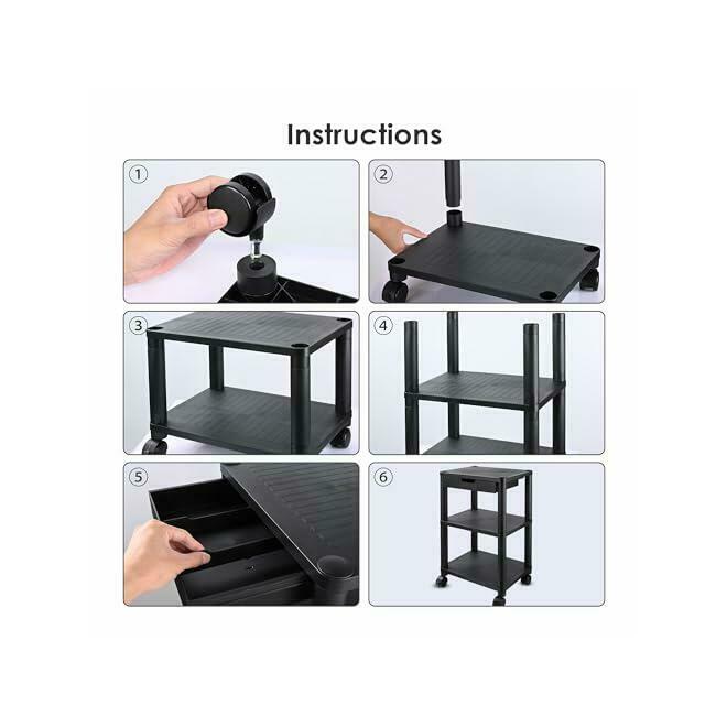 Moustache MOF LZ 3708 Printing Accessories 3 levels Printer stand with drawer