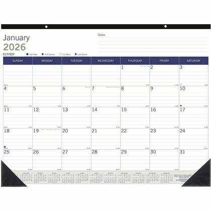 Blueline® Calendrier sous-main mensuel DuraGlobe 2026, 22 x 17 ", bilingue 183731
