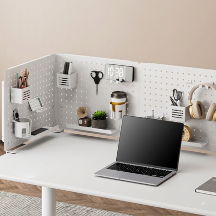 Panneau perforé de bureau à pince, organiseur de bureau, 24' x 20', blanc - Moustache®