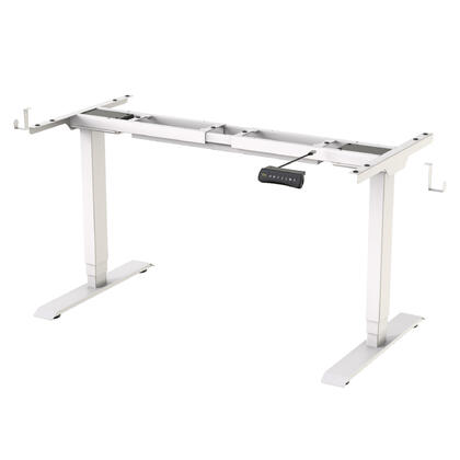 Cadre de bureau assis-debout électrique PrimeCables® | Double moteur, port USB, blanc