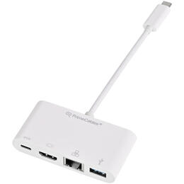 PrimeCables Cab CUEH01 USB 3 0 USB C USB Type C 3 1 to HDMI USB 3 0 RJ45 Adapter Type C Charging Port 15CM PrimeCables