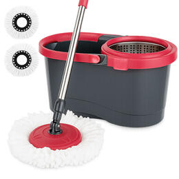 c8b00 LIVINGbasics LB CW 2Spro Mop Broom 360 Spin Mop Set Hands Free Press Drying Splash Guard Bucket 