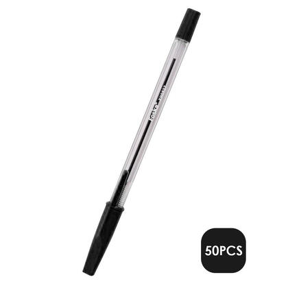Stylo-bille transparent élégant à pointe moyenne (1,0 mm) pour écoles et bureaux, 50 unités/boîte