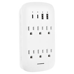 PrimeCables Cab LA 9A 11 Surge Protector Power Strip 6 Outlet Wall Mount Surge Protector Socket with 4 USB Charging Ports 900