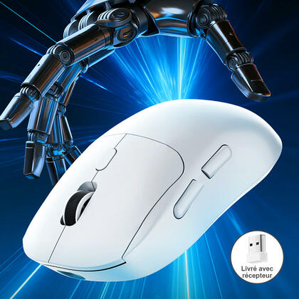 Souris sans fil Bluetooth & 2,4 GHz à double mode, 2400 DPI, rechargeable via USB-C - PrimeCables®