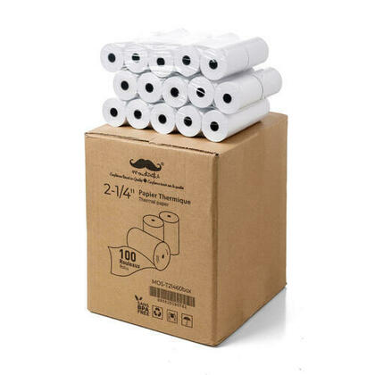 Rouleaux de papier thermique, 2-1/4 x 42', 80gsm (38mm, int. 9mm), 100 rouleaux - Moustache