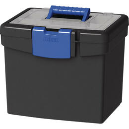 Storex 753 61504B03C STORAGE CRATES BINS Storex Portable File Box with Letter Hanging Rails Large Storage Lid Black