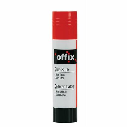 Offix® Bâton de colle non toxique, blanc, adhésif pour papier, carton et école, 1 paquet