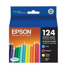 Epson T124 BK C M Y OEM Stylus NX125 Epson 124 Original Black and Color Ink Cartridge Combo BK C M Y