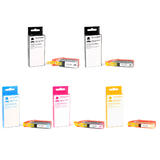 Moustache PGI 220BK CLI 221BK CLI 221C CLI 221M CLI 221Y PIXMA IP3600 Canon PGI220 CLI221 Compatible Ink Cartridge Combo BK B