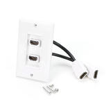 PrimeCables WP 7332 HDMI Wall Plates HDMI Wall Plate Duo Port with 4 Inch Built in Flexible Extension PrimeCables