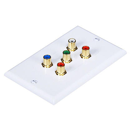 5 RCA Component Two-Piece Inset Wall Plate (RGB + Audio), Coupler Type  - Monoprice®