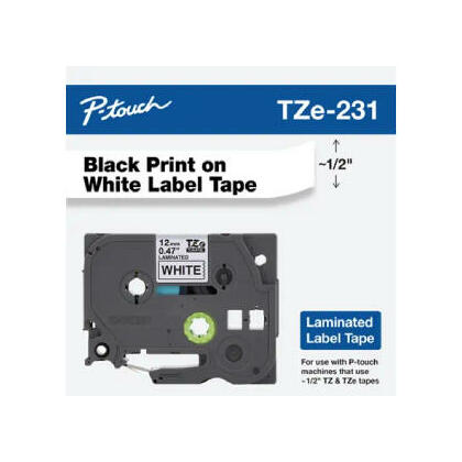 Brother TZe-231G Original Label Tape, 12mm(0.47''), Black on White
