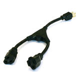 Monoprice Canada Cab 5308 Power Cables Cords 14 inch 16AWG Power Cord Splitter Cable 1 NEMA 5 15P to 2 NEMA 5 15R Monoprice