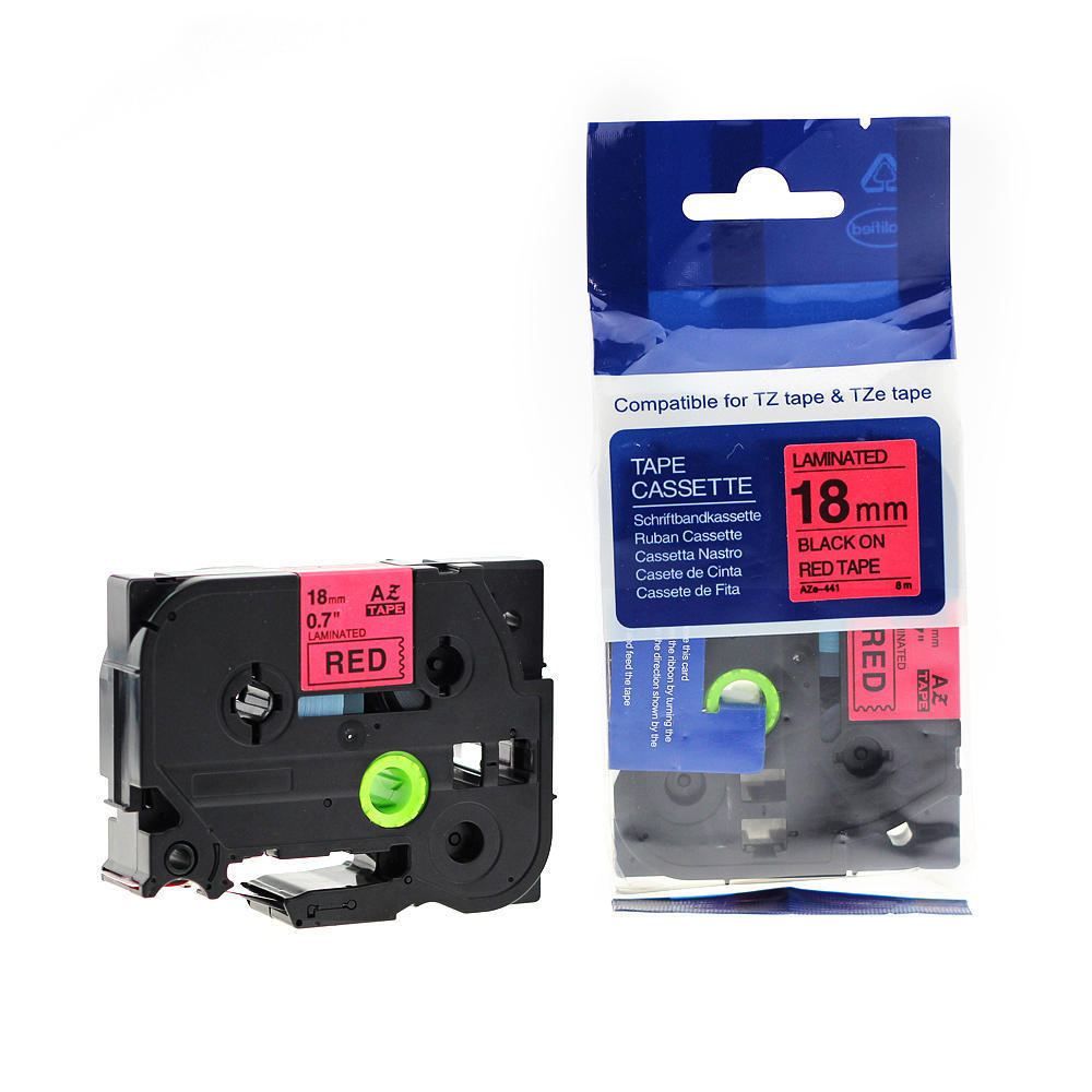 Brother TZe441 Label Tape, 18mm (0.7"), Black on Red, Compatible