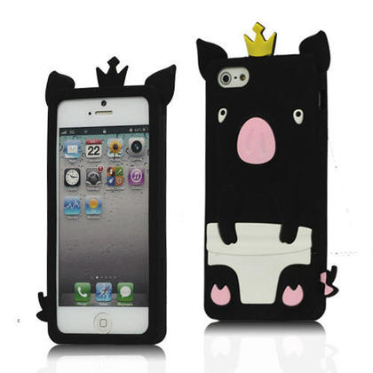 Cute 3D Crown Pig Silicone Case Cover for iPhone 5/5S, 2 Colors Available