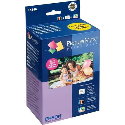 Epson T5846 Original Photo Ink Cartridge and Photo Paper Combo for PictureMate 200 Series Printer