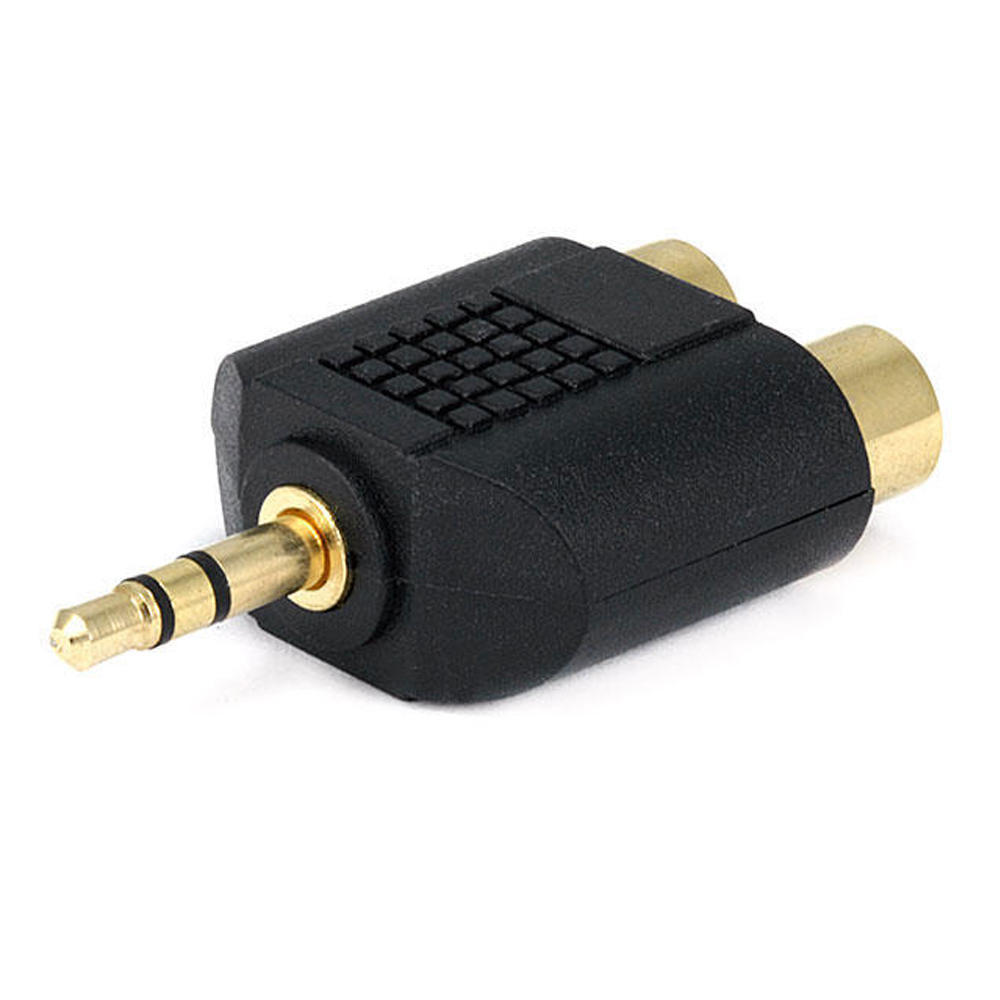 3.5mm TRS Stereo Plug to 2x RCA Jack Splitter Adapter, Gold Plated