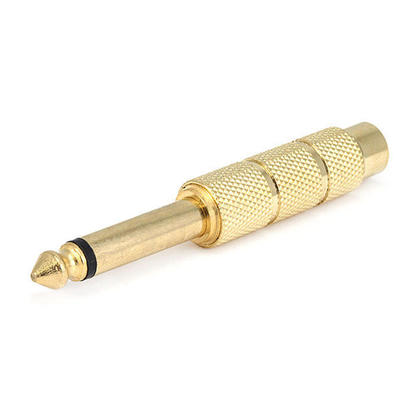 Metal 6.35mm (1/4 Inch) Mono Plug to 6.35mm (1/4 Inch) Stereo Jack Adapter, Gold Plated-Monoprice®