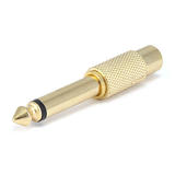 PrimeCables Cab 7176 Audio Adapters Metal 6 35mm 1 4 Inch TS Mono Plug to RCA Jack Adapter Gold Plated PrimeCables