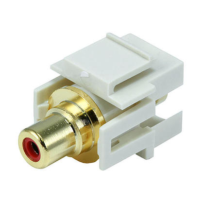 Modular RCA w/Red Center Keystone Jack, Flush Type - Ivory - Monoprice®