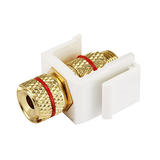 PrimeCables Cab 8436 Banana Plugs Keystone Jack Banana Jack w Red Ring Screw Type White PrimeCables