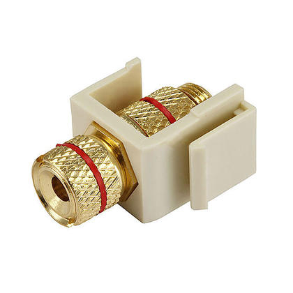 Banana Jack w/Red Ring (Screw Type) Keystone Jack - Ivory - Monoprice®