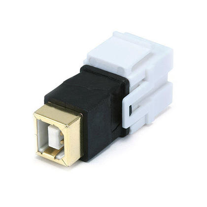 Keystone Jack - USB 2.0 B Female to B Female Coupler Adapter, Flush Type (White) - Monoprice®