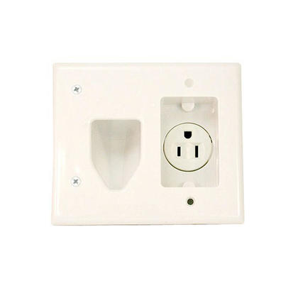 Recessed Low Voltage Cable Wall Plate with Recessed Power, White - Monoprice®
