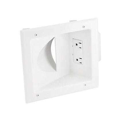 Recessed Low Voltage Media Plate with Duplex Surge Suppressor, White - Monoprice®