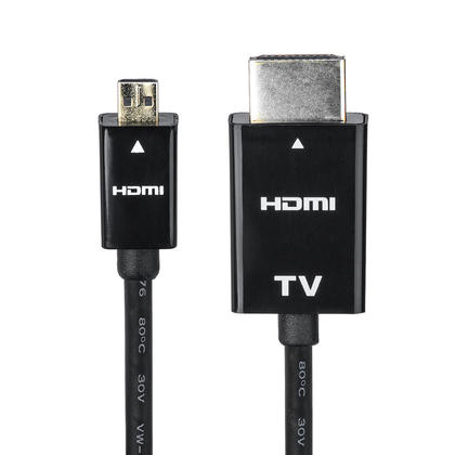 Ultra Slim Active High Speed HDMI Cable with HDMI Micro Connector, 10ft Black - PrimeCables®
