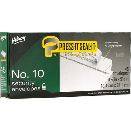 Hilroy® Press-It Seal-It® Self-Adhesive Business Envelopes, 20 lb, White, 45 / Box (240515)