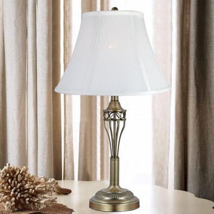 Lampe de table en abat-jour blanc et base bronze