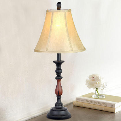 Fabric & Black Iron Base 1 Light Table Lamp 