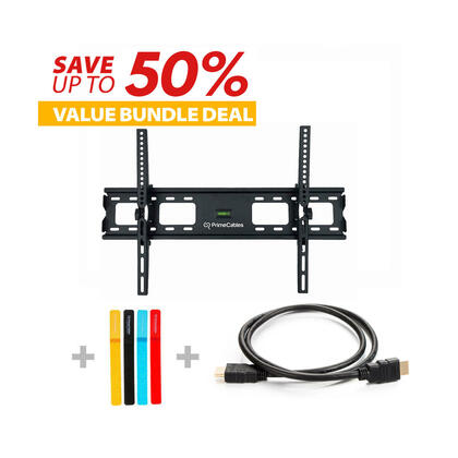 3 in 1 Tilt TV Wall Mount for TV 37"- 70" with HDMI Cable & Fastening Ties- PrimeCables®