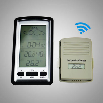 Wireless Weather Station with Remote Sensor, Digital Indoor/Outdoor Temperature Thermometer Humidity Record/Calendar/Alarm Clock