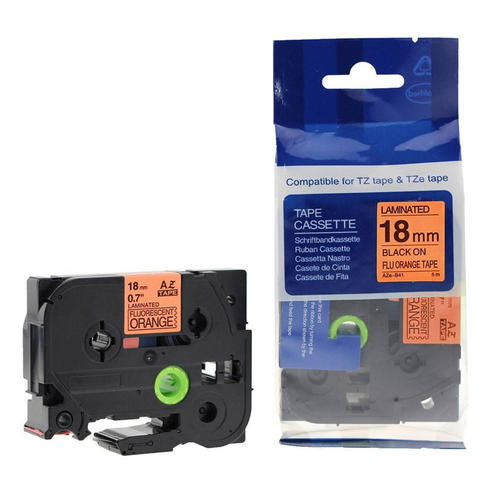 Brother TZeB41 Label Tape, 18mm (0.7"), Black on Fluorescent Orange