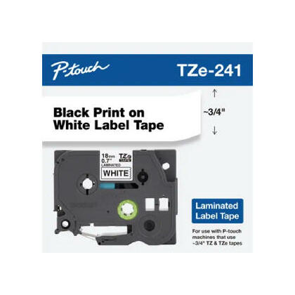Brother TZe-241G Original Label Tape, 18 mm x 8m (0.75in x 26,2ft), Black on White Tape