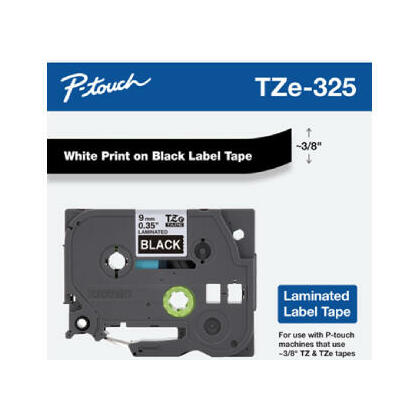 Brother TZe-325G d'origine ruban d'étiquettes, 9mm (0.35''), blanc sur noir