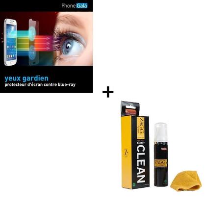 VACANCES SPÉCIALE! Samsung Galaxy S4 Anti Blue Ray protection des yeux Protecteur d'écran transparent + ZAGG® Kit de Nettoyage Gadget mousse antibactérien