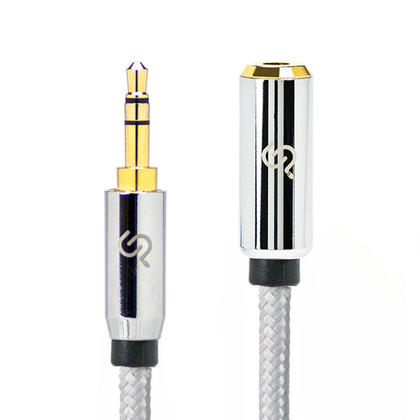 PrimeCables® Premium 3.5mm to 3.5mm Stereo Extension M/F Cable Nylon Braided(Gold Plated) 10ft