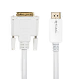 PrimeCables Cab DP DVId 3ft DisplayPort Cables PrimeCables DisplayPort 1 2V to DVI D Dual link 28AWG Cable 3Ft White