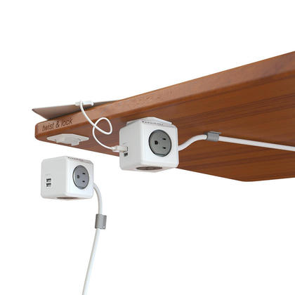 PowerCube® Extended 4-Outlet Power Bar with 2 USB Ports and Extension Cord, Grey