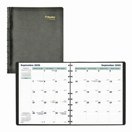 Blueline MiracleBind Monthly Planner, 11" x 9-1/6" , Bilingual, Black 133694