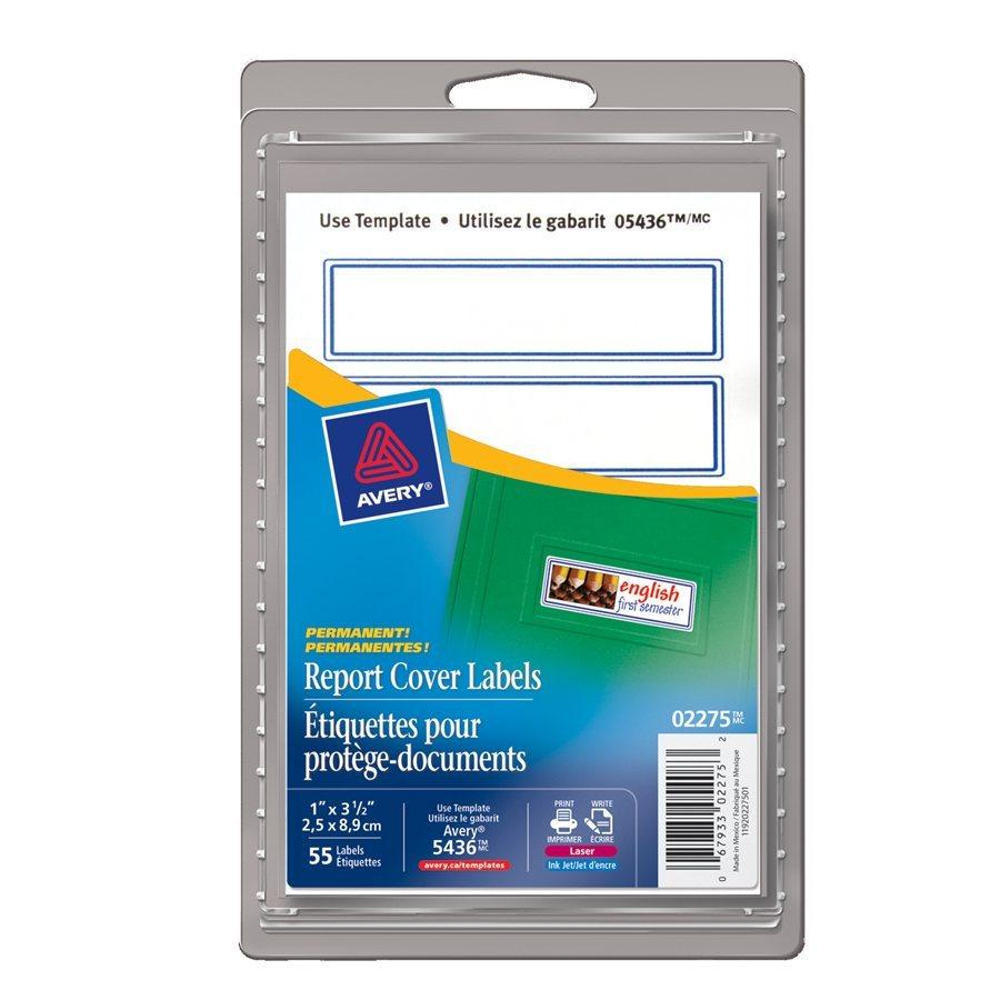 Avery® Report Cover Labels of 31/2 x 1" with Blue Border Package of 55 (02275)