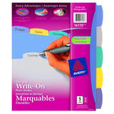 n 099 16171 Dividers Avery Write On Durable Reusable Plastic Dividers PVC Free Assorted Colours 5 Tabs 8 Tabs