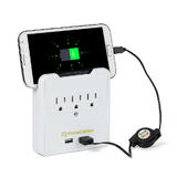3-Outlet Wall Mount Surge Protector with Smartphone Holder & Dual 2.1A Charging Ports - PrimeCables®