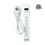 PrimeCables CAB LTS 03 AC Power Adapters PrimeCables 6 Outlet Surge Protector Power Strip with 2 USB Ports 2m 6 56ft